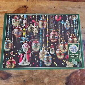 Cobble Hill Christmas Ornaments Random Cut 1000 Piece Jigsaw Puzzle W/ Poster
